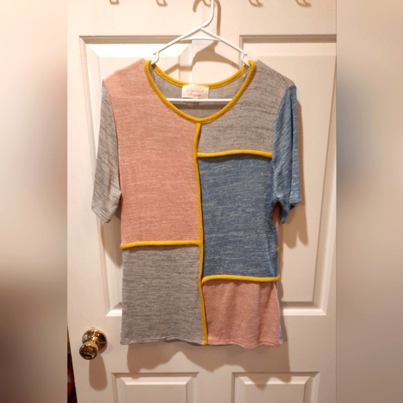 Sugarfox Colorblock Short Sleeve Blouse size 1X - Picture 3 of 11